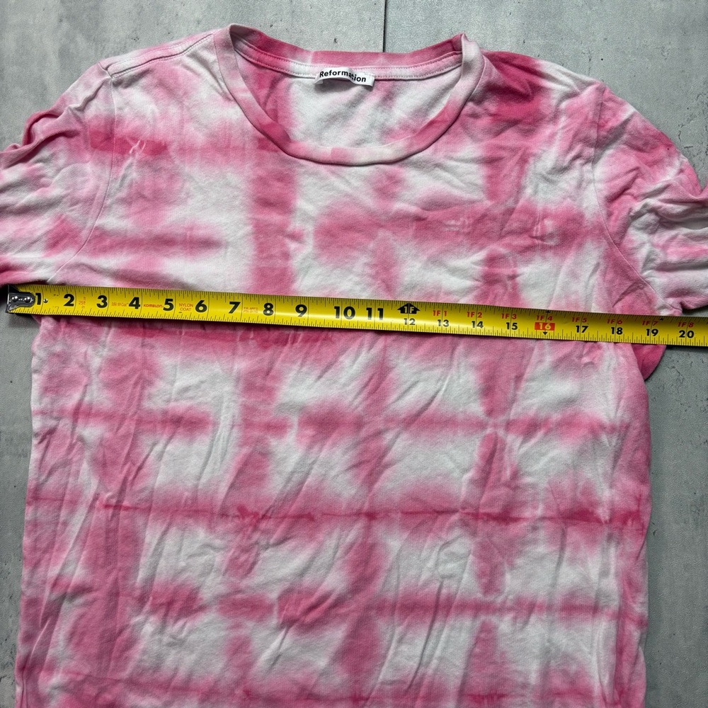 Reformation Jeans Eddie‎ Shirt Womens Sz M Pink Tie Dye Cloudburst Organic Shirt - Picture 5 of 6